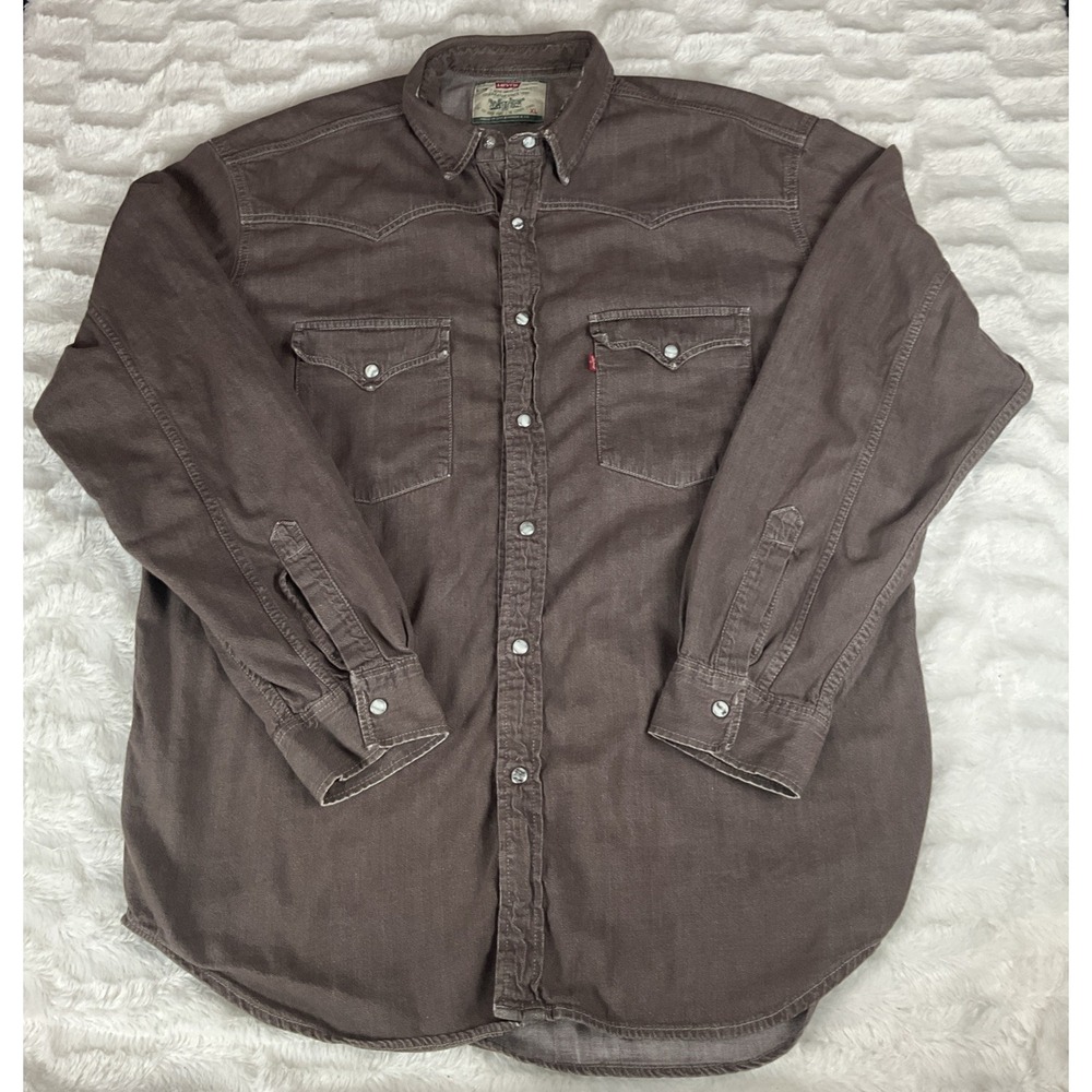 Vintage 1993 Levi's Men's XL Western Pearl Snap Shirt Made In Portugal 90's